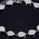 Silver Elegant White Fire Opal Teardrop Bracelet