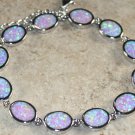 Silver Elegant Pink Fire Opal Oval Bracelet