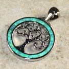 SILVER Elegant Green Fire Opal Family Tree of Life Pendant SILVER Elegant Green Fire Opal Family Tree of Life Pendant