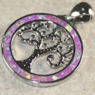 SILVER Elegant Pink Fire Opal Family Tree of Life Pendant SILVER Elegant Pink Fire Opal Family Tree of Life Pendant