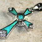 SILVER Elegant Green Fire Opal Cross Pendant Jewelry SILVER Elegant Green Fire Opal Cross Pendant Jewelry