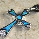 SILVER Elegant Blue Fire Opal Cross Pendant Jewelry SILVER Elegant Blue Fire Opal Cross Pendant Jewelry