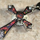 SILVER Elegant Orange Fire Opal Cross Pendant Jewelry SILVER Elegant Orange Fire Opal Cross Pendant Jewelry