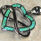 SILVER Elegant Green Fire Opal Heart Pendant Jewelry