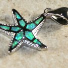 SILVER Elegant Green Fire Opal Sea Star Pendant