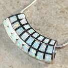 SILVER Elegant White Fire Opal Elbow Pendant Necklace SILVER Elegant White Fire Opal Elbow Pendant Necklace