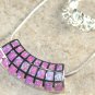 SILVER Elegant Pink Fire Opal Elbow Pendant Necklace