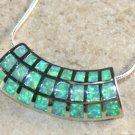 SILVER Elegant Green Fire Opal Elbow Pendant Necklace SILVER Elegant Green Fire Opal Elbow Pendant Necklace