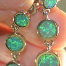 SILVER Elegant Green Fire Opal Stud Earrings