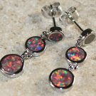 SILVER Elegant Orange Fire Opal Stud Earrings
