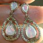 SILVER Elegant White Fire Opal & White Topaz Stud Earrings