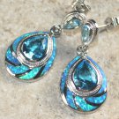 SILVER Elegant Blue Fire Opal & Sky Blue Topaz Stud Earrings