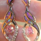 SILVER Elegant Pink Fire Opal & Pink Kunzite Long Stud Earrings SILVER Elegant Pink Fire Opal & Pink Kunzite Long Stud Earrings