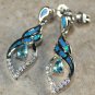 SILVER Elegant Blue Fire Opal & Sky Blue Topaz Long Stud Earrings