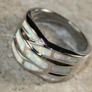 SILVER Elegant White Fire Opal Big Ring Size 10 SILVER Elegant White Fire Opal Big Ring Size 10