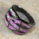 BLACK SILVER Elegant Pink Fire Opal Big Ring Size 8 BLACK SILVER Elegant Pink Fire Opal Big Ring Size 8