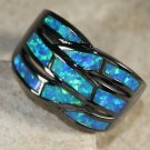 BLACK SILVER Elegant Blue Fire Opal Big Ring Size 7 BLACK SILVER Elegant Blue Fire Opal Big Ring Size 7