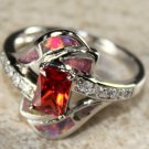 SILVER Elegant Orange Fire Opal & Orange Red Garnet Ring Size 7 SILVER Elegant Orange Fire Opal & Orange Red Garnet Ring Size 7