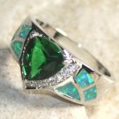 SILVER Elegant Green Fire Opal & Green Peridot Ring Size 5 SILVER Elegant Green Fire Opal & Green Peridot Ring Size 5