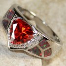 SILVER Elegant Orange Fire Opal & Orange Red Garnet Ring Size 5 SILVER Elegant Orange Fire Opal & Orange Red Garnet Ring Size 5