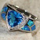 SILVER Elegant Blue Fire Opal & Royal Blue Topaz Ring Size 6 SILVER Elegant Blue Fire Opal & Royal Blue Topaz Ring Size 6