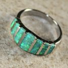 SILVER Elegant Green Fire Opal Rainbow Ring Size 6 SILVER Elegant Green Fire Opal Rainbow Ring Size 6