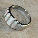 SILVER Elegant White Fire Opal Rainbow Ring Size 6 SILVER Elegant White Fire Opal Rainbow Ring Size 6