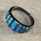BLACK SILVER Elegant Blue Fire Opal Rainbow Ring Size 5 BLACK SILVER Elegant Blue Fire Opal Rainbow Ring Size 5
