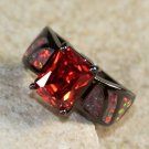 Black SILVER Elegant Orange Fire Opal & Orange Garnet Rectangular Ring Size 6 Black SILVER Elegant Orange Fire Opal & Orange Garnet Rectangular Ring Size 6