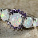 SILVER Elegant White Fire Opal & Purple Amethyst Ring Size 5 SILVER Elegant White Fire Opal & Purple Amethyst Ring Size 5