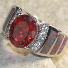SILVER Elegant Orange Fire Opal & Orange Red Garnet Oval Ring Size 9 SILVER Elegant Orange Fire Opal & Orange Red Garnet Oval Ring Size 9