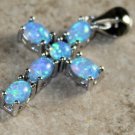 SILVER Elegant Blue Fire Opal Cross Pendant Woman Gift SILVER Elegant Blue Fire Opal Cross Pendant Woman Gift