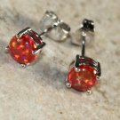 SILVER Elegant Red Fire Opal Round Stud Earrings Jewelry Woman Gift #8 SILVER Elegant Red Fire Opal Round Stud Earrings Jewelry Woman Gift #8