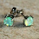 SILVER Elegant Green Fire Opal Round Stud Earrings Jewelry Woman Gift #3 SILVER Elegant Green Fire Opal Round Stud Earrings Jewelry Woman Gift #3