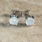 SILVER Elegant White Fire Opal Round Stud Earrings Jewelry Woman Gift SILVER Elegant White Fire Opal Round Stud Earrings Jewelry Woman Gift