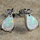 SILVER Elegant White Fire Opal Teardrop Stud Earrings Jewelry Woman Gift SILVER Elegant White Fire Opal Teardrop Stud Earrings Jewelry Woman Gift