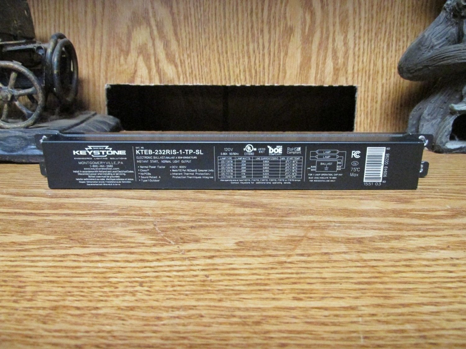 Instant Start Electronic Ballast Model KTEB232RIS1TPSL, New, Free