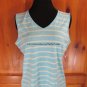 NWT CAROLYN TAYLOR Sleeveless VNeck - Womens Size L - Blue/Yellow/White Striped