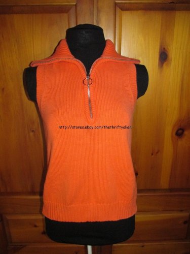 Rafaella Half Zip Sleeveless Sweater Top - Womens Size: M - Orange