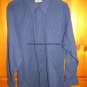 Van Heusen Broadcloth Blue Striped Dress Shirt 17 1/2 34-35 Button Down