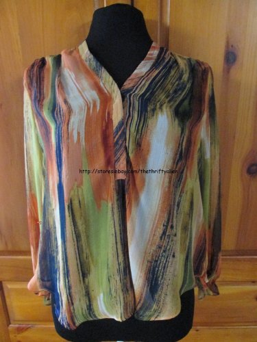 NWT Simply Vera Wang Semi Sheer Long Sleeve Shirt - Womens Size: Petite Small
