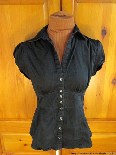 BANANA REPUBLIC Button Down Shirt Top - Womens Size: 8 - Black