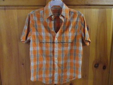 Arizona Jean Co. Button Down Short Sleeve Shirt Top - Boys Size: Small - Orange