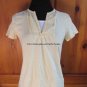 Croft & Barrow Short Sleeve Shirt - Womens Size S - Light Yellow/White