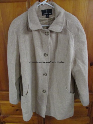 LONDON FOG Wool Coat Jacket - Womens Size: 14P - Light Beige