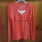 Arizona Jeans Co Henley Long Sleeve Shirt Top - Girls Size: L (14/16) - Orange