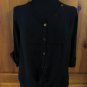 THE LIMITED Sheer 3/4 Sleeve Button Down Knot Shirt - Womens Size: Small - Black