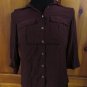 H&M Semi Sheer 3/4 Sleeve High Low Button Down Shirt - Womens Size: 6 - Burgundy