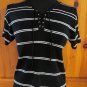 Gloria Vanderbilt Lace Up Front Short Sleeve Knit top - Womens Size: Large