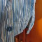 BASIC EDITIONS Short Sleeve Button Down Top - Womens Size S - Blue/Green Striped